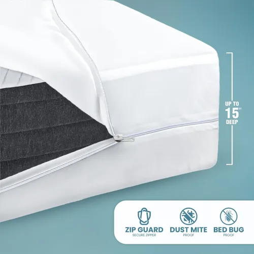 Miniatura 9 de Utopia Bedding - Protector de colchón impermeable tamaño Queen, con cierre, a prueba de chinches y ácaros, funda de colchón absorbente de seis lados