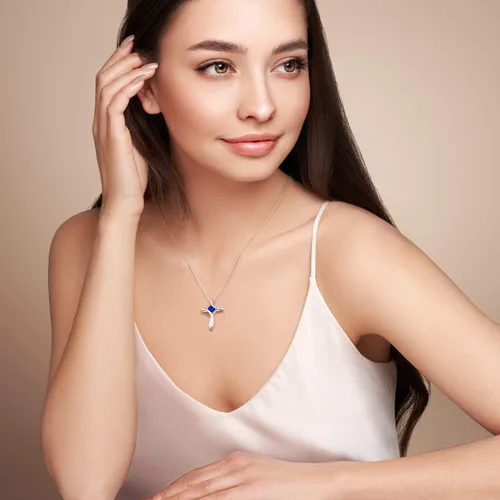 Miniatura 2 de NINAMAID Cross Necklace for Women, 925 Sterling Silver Birthstone Necklace for Women with Diamond Sideways Cross Necklace Birthstone Jewelry