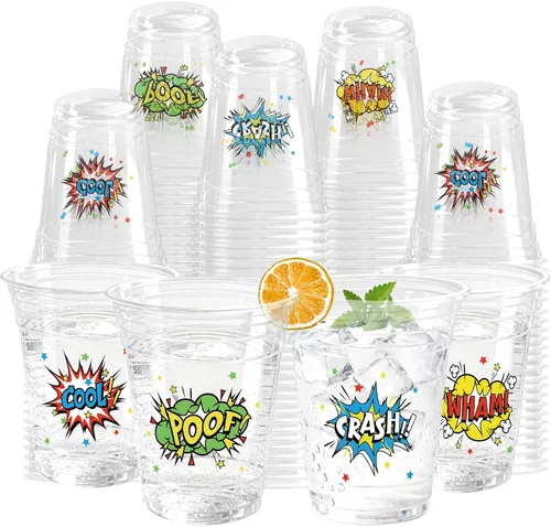 Miniatura 8 de 100 Piezas Vasos de Plástico Rosa Fiesta Vaquera Occidental 12 OZ Vasos Desechables Disco, Diseños de Sombrero Vaquero, Bota y Bola Disco