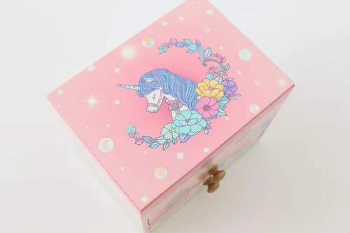 Miniatura 6 de Agitation Joyero musical de madera con diseño de princesa unicornio, regalos de unicornio para niñas (unicornio rosa 7)
