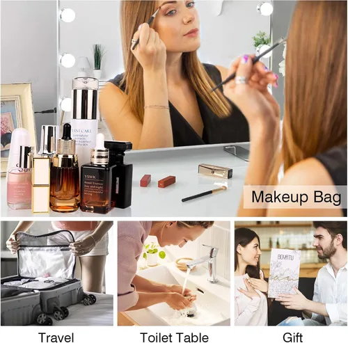 Miniatura 5 de BOYATU Bolsas de maquillaje de viaje Bolsa organizadora de cosméticos: Juego de 3 bolsas de maquillaje de gran capacidad, bolsas de aseo de piel
