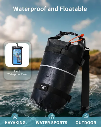 Miniatura 3 de ECOHUB Bolsa seca impermeable para mujeres y hombres, 5L/10L/20L Roll Top Bolsa de almacenamiento ligera en seco Mochila para viajes, kayak