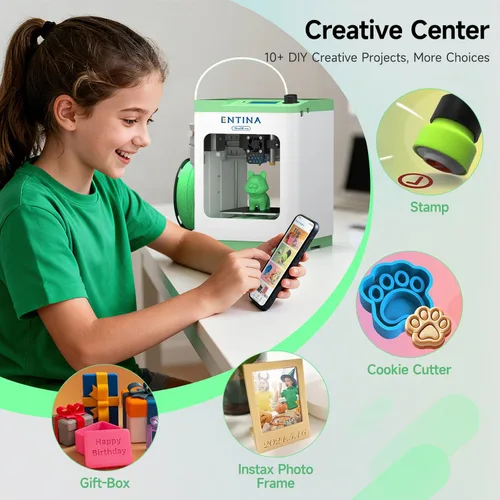 Miniatura 5 de Entina TINA2S Impresoras 3D con impresión WiFi en la nube, enorme biblioteca, totalmente montada, mini impresora 3D para principiantes y niños