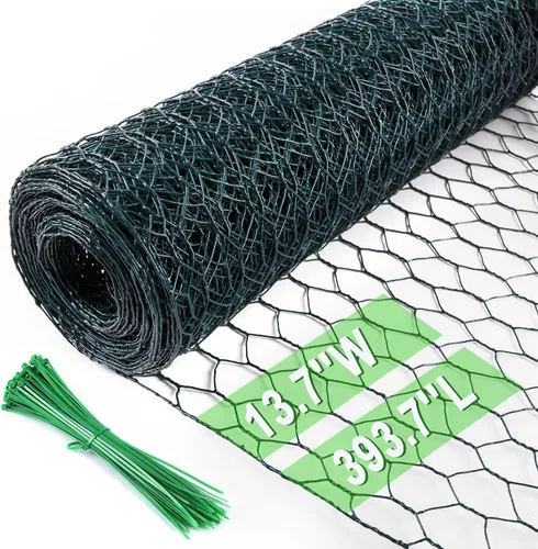 Miniatura 10 de Alambre de pollo de 13.7 pulgadas x 393.7 pulgadas, malla galvanizada hexagonal para jardín, valla de jardín para mascotas, conejos, pollos con 100
