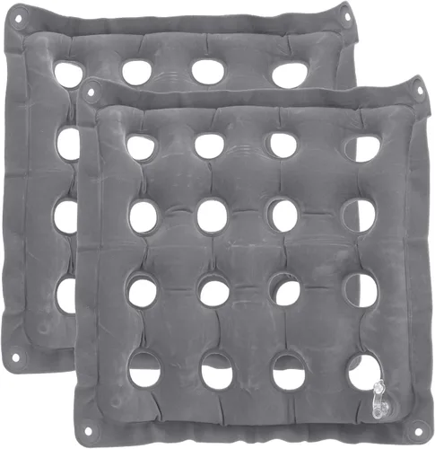 PATIKIL Cojín de asiento inflable, paquete de 2 cojines de asiento de aire portátiles transpirables flocados cuadrados para el hogar, sillas de Gris