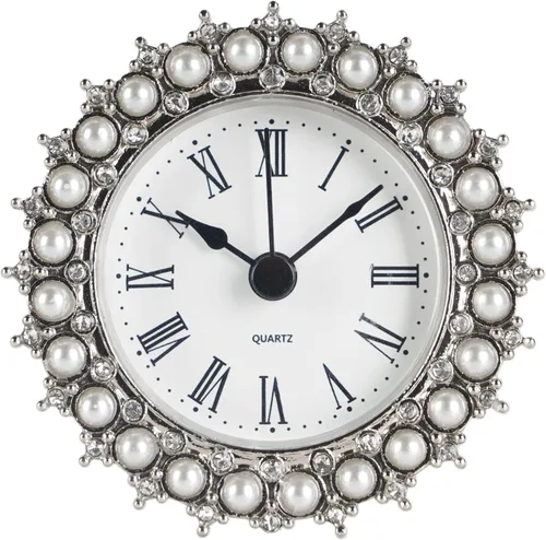 Miniatura 10 de NIKKY HOME - Reloj de mesa mini de cuarzo peltre vintage con cristal brillante de strass, 2.87 x 1.37 x 3.87 pulgadas, Aqua
