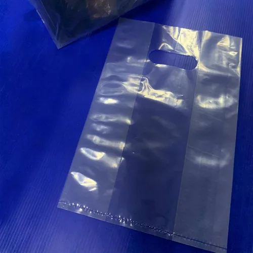 Miniatura 2 de Krodtige 100 bolsas de plástico transparentes de 8 x 12 pulgadas con asas troqueladas y refuerzo, asas troqueladas de 2 mil de grosor, perfectas