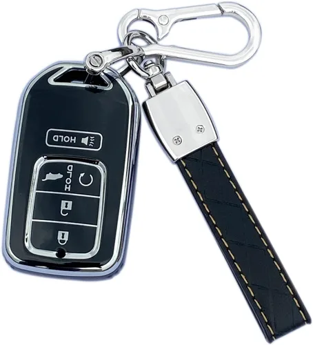Funda para llavero ShuDay Compatible con Honda Accord Civic Cr-V Hr-V Fit Odyssey Jed Crosstour Crider Accesorios (Negro)