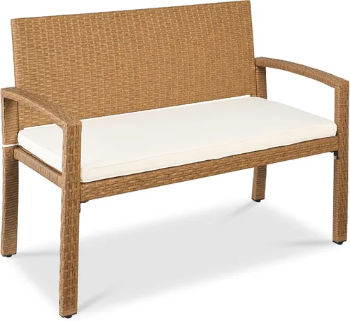 Miniatura 19 de Best Choice Products Banco Exterior de Mimbre para 2 Personas, Bancos de Jardín y Patio, Mobiliario de Exterior para Patio Trasero, Porche con Cojín