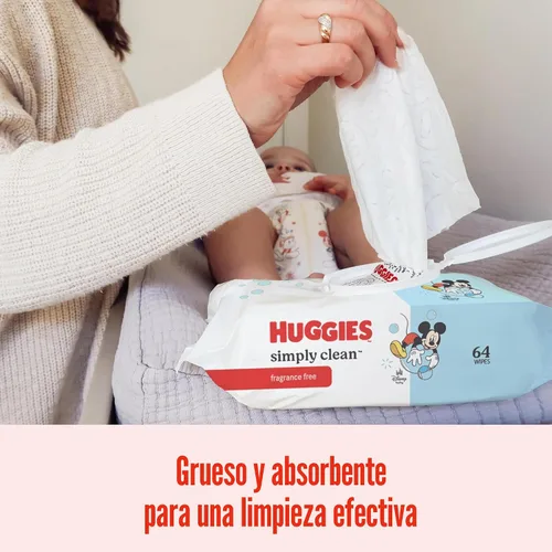 Miniatura 4 de Huggies Simply Clean Toallitas para Bebé sin Fragancia, 3 Paquetes con Tapa Abatible (192 Toallitas en Total), el Empaque Puede Variar