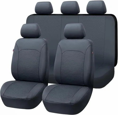 Miniatura 13 de Flying Banner Fundas de asiento de coche, asientos delanteros, asiento trasero, poliéster, protectores de asiento de automóvil, instalaciones Negro