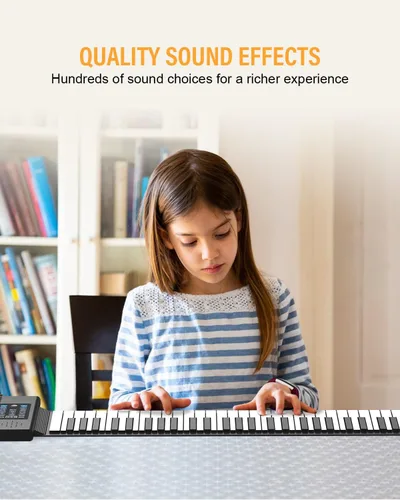 Miniatura 5 de KONIX Piano portátil recargable enrollable de 61 teclas, piano de mano mejorado con teclado flexible de silicona, salida MIDI, conexión