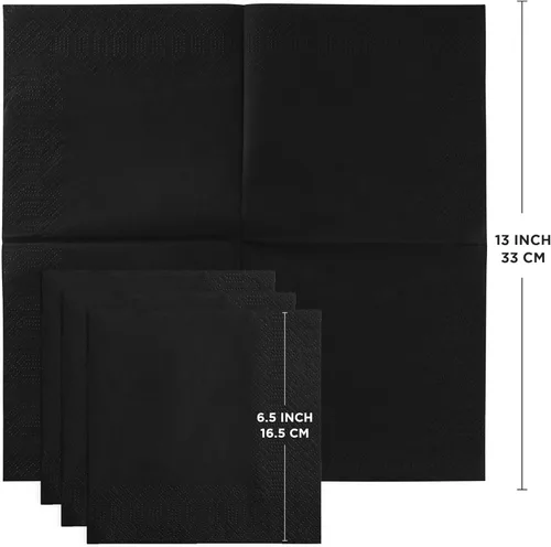 Miniatura 2 de Servilletas de papel desechables de 3 capas para almuerzo, negras - Servilletas de bar, cóctel, bodas, cumpleaños, hechas en la UE, (125 unidades)