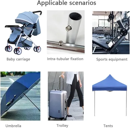 Miniatura 6 de Paquete de 10 clips de resorte de remo para kayak, longitud de repuesto, botón ajustable, pasador de bloqueo a presión para paletas de SUP, poste