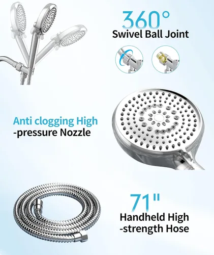Miniatura 7 de Cabezal de ducha filtrado con mano, cabezal de ducha de alta presión de 10 modos de pulverización con filtros, cabezal de filtro de ducha para agua