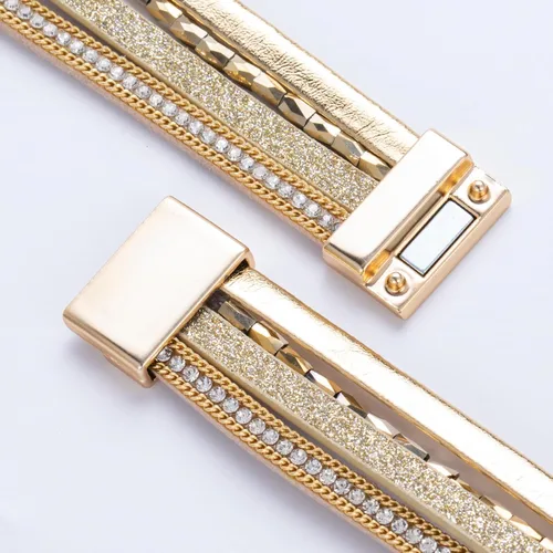 Miniatura 263 de FANCY SHINY - Pulsera de cuero estilo bohemio, pulsera de cuentas de cristal con cierre magnético, regalos de joyería para mujer
