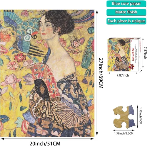 Miniatura 2 de Rompecabezas de 500 piezas para adultos de Gustav Klimt, pintura famosa de 500 piezas, rompecabezas desafiante perfecto para noches de juego