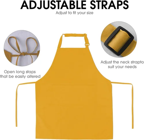 Miniatura 4 de EMICUTE Delantal ajustable con 2 bolsillos para hombres y mujeres, chef cocina cocina