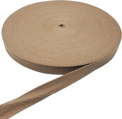Miniatura 45 de Cinta de algodón en espiga, cinta de sarga para coser, cinta natural al bies para manualidades (beige, 1 pulgada)
