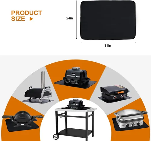 Miniatura 5 de SUITMAT Tapete resistente al calor para encimera, tapete ignífugo e impermeable para parrilla de mesa al aire libre, protector de cubierta al aire