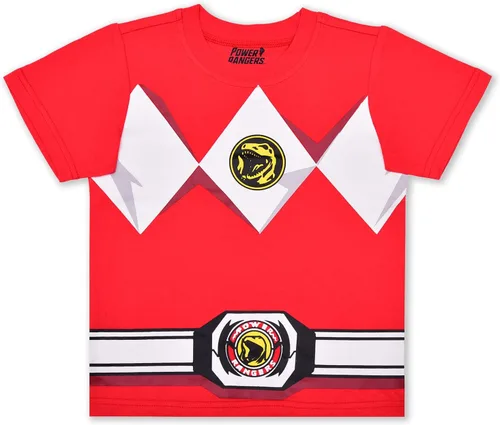 Miniatura 2 de Hasbro Power Rangers - Conjunto de camisa y pantalones deportivos de manga corta para niños pequeños, negrorojo o azulazul marino