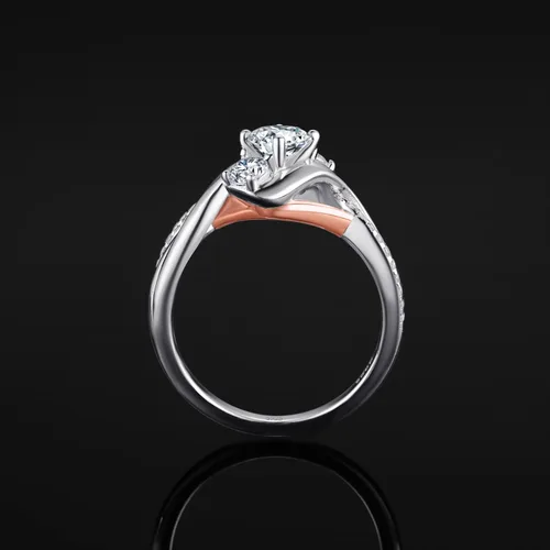 Miniatura 3 de JewelryPalace Infinity Twisted Cubic Zirconia 3 Stones Engagement Ring for Women, Love Knot 925 Sterling Silver 14K Rose Gold Promise Ring for her