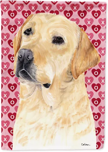 Miniatura 303 de Caroline's Treasures SS4484GF Bandera de jardín con diseño de bulldog inglés y corazones para el Día de San Valentín, bandera decorativa para patio