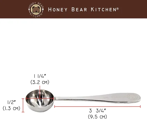 Miniatura 3 de Honey Bear Kitchen Cucharas medidoras de 0.2 fl oz, acero inoxidable pulido, juego de 2
