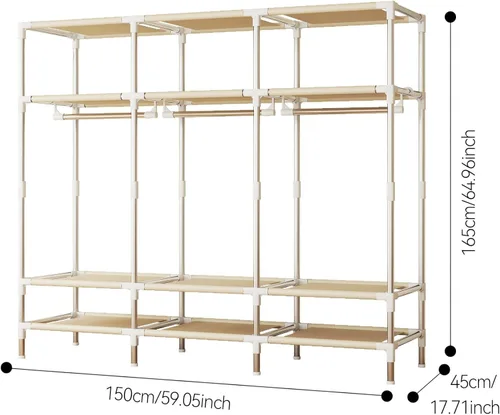 Miniatura 5 de Armario portátil duradero y fácil de montar, resistente con cubierta de tela no tejida, lo mejor para dormitorio y fácil almacenamiento y Azul-A