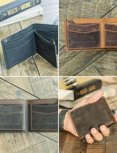 Miniatura 21 de Carteras de cuero genuino hechas a mano, tarjeteros minimalistas y fundas para pasaporte, regalo hecho a mano