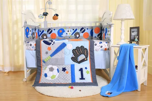 Miniatura 6 de Cuna de bebé con temática deportiva, 1 unidad de béisbol, fútbol, baloncesto, rubí, americano, bebé, bebé, guardería, móvil decorativo