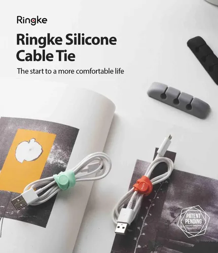Miniatura 2 de Ringke Sujetacables de silicona [gestión de cables reutilizables] Organizador de cables flexible, longitud ajustable, clips de cable duraderos