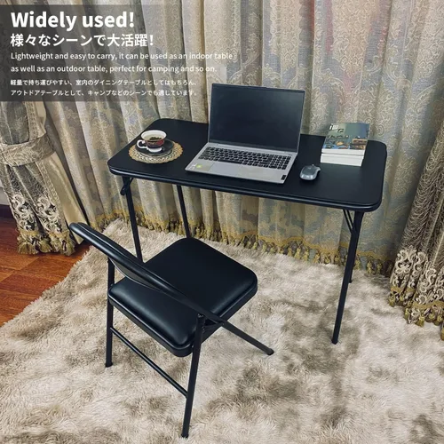 Miniatura 6 de BOOSDEN Juego de mesa y silla plegable, mesa y sillas plegables para tarjetas, mesa portátil con sillas para interiores y exteriores, juego