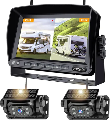 Miniatura 10 de Cámara magnética inalámbrica de respaldo, batería de 15000 mAh, recargable, impermeable, HD, solar, retrovisor, cámara de enganche Bluetooth