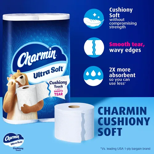 Miniatura 3 de Charmin Papel higiénico ultra suave y acolchado al tacto, 30 familias Mega = 153 rollos regulares, 2 capas, blanco