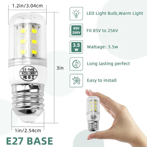 Miniatura 2 de Bombilla de refrigerador AMI PARTS KEI D34L 5304511738 E27 Bombilla LED para refrigerador 3.5W Compatible con bombilla de refrigerador frigidaire