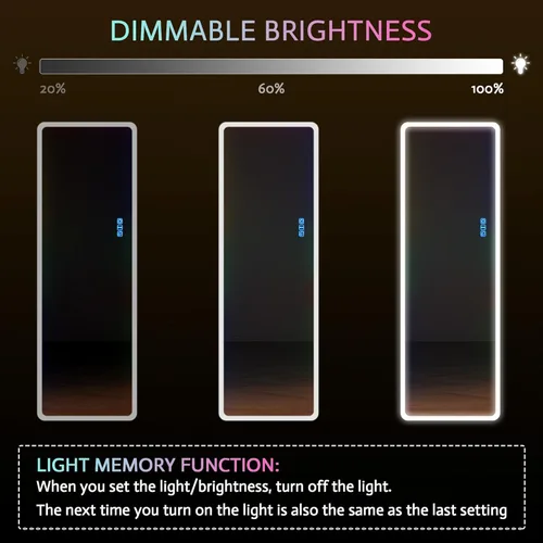 Miniatura 5 de Vlsrka Espejo de longitud completa de 47x16 pulgadas con luces RGB, espejo iluminado LED para colgar sobre la puerta, cuerpo completo, iluminación