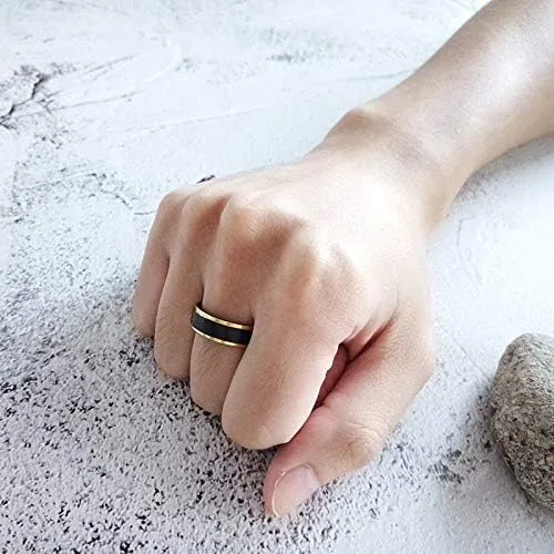 Miniatura 4 de Juego de anillos a juego personalizados para parejas para él y ella, anillos de promesa para parejas, anillos de boda de acero inoxidable negro