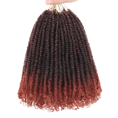 Miniatura 19 de COOKOO 9 paquetes de extensiones de cabello sintético de ganchillo pretrenzado de 6 pulgadas, trenzas mini de pasión preenlazadas, trenzas 1b#