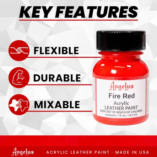 Miniatura 2 de Angelus - Pintura acrílica para cuero, 1 onza líquida (paquete de 1), color rojo fuego