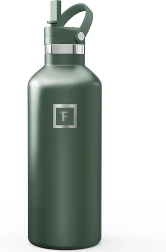 Miniatura 14 de IRON °FLASK Botellas de agua de campamento/senderismo, 3 tapas (estrecha con popote), sin fugas, aisladas al vacío, acero inoxidable de doble pared