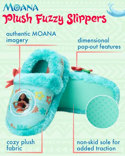 Miniatura 2 de Disney Pantuflas Moana para niña - Pantuflas mullidas de felpa Princess Moana (niñaniña)
