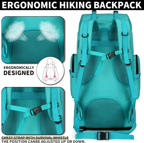 Miniatura 5 de Mochila de senderismo W WINTMING para hombres 70L/100L, mochila de campamento, mochila militar Molle, paquete de asalto de 3 días para escalada