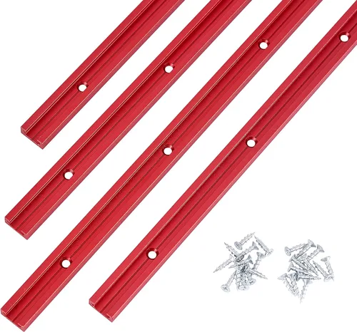 Miniatura 12 de Pista T de 48 pulgadas con tornillos para madera, perfil de doble corte universal en T con agujeros de montaje preperforados, carpintería, arenado