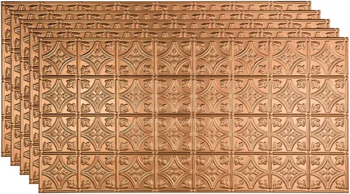 Miniatura 29 de FASÄDE Panel de techo decorativo de vinilo con pegamento de estilo tradicional y patrón 1 en níquel cepillado (muestra de 12 x 12 pulgadas)