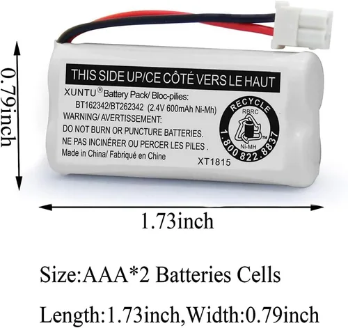 Miniatura 3 de XUNTU BT162342/BT262342 2.4V 600mAh Ni-MH batería inalámbrica para teléfono BT166342/BT266342 BT183342/BT283342 compatible con EL52351 TL90070