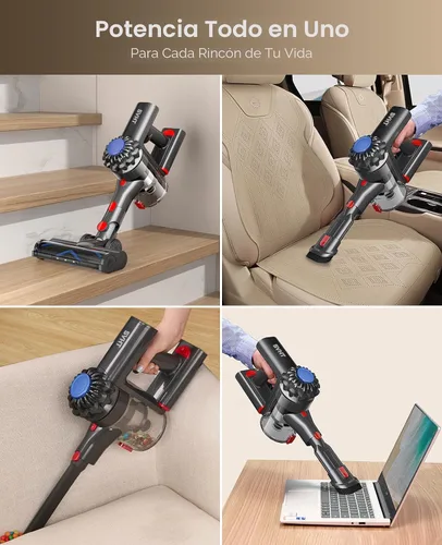 Miniatura 5 de Aspiradora Inalámbrica, Aspiradoras de 450W 40KPA para el Hogar, Aspiradora de Varilla Ligera de 45 Minutos con Tecnología Avanzada de Luz Verde