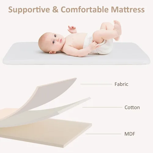 Miniatura 8 de INFANS Moisés sobre la cama para bebé, cama de noche con pared inferior para un fácil acceso, cierre seguro para dormir, altura ajustable, Blanco