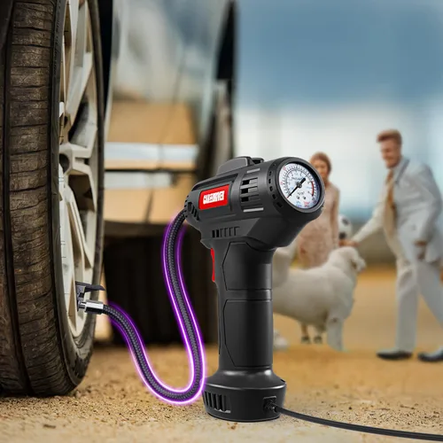 Miniatura 2 de Compresor de aire inteligente CAD-KH1001 - Inflador digital portátil de neumáticos de 12 V PSI ajustable con apagado automático 3 accesorios