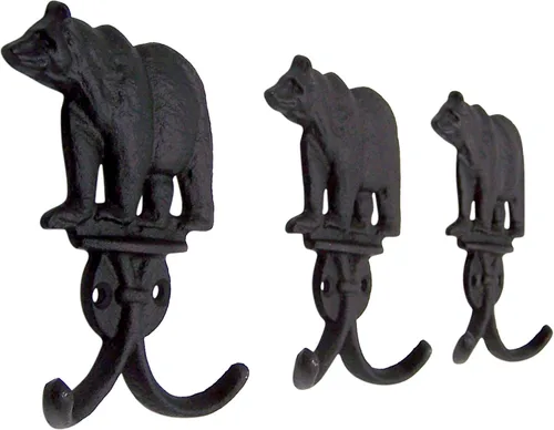 Miniatura 2 de Wowser Ganchos rústicos de doble pared de hierro fundido, juego de 3, 5.25 pulgadas